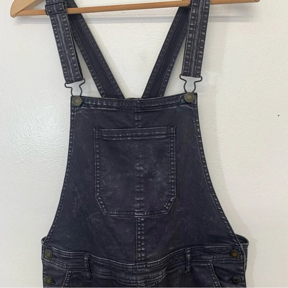 Forever 21 Denim Overalls Women 30 Black Fade Bib Pocket Y2K Western Retro Boho - Picture 3 of 12